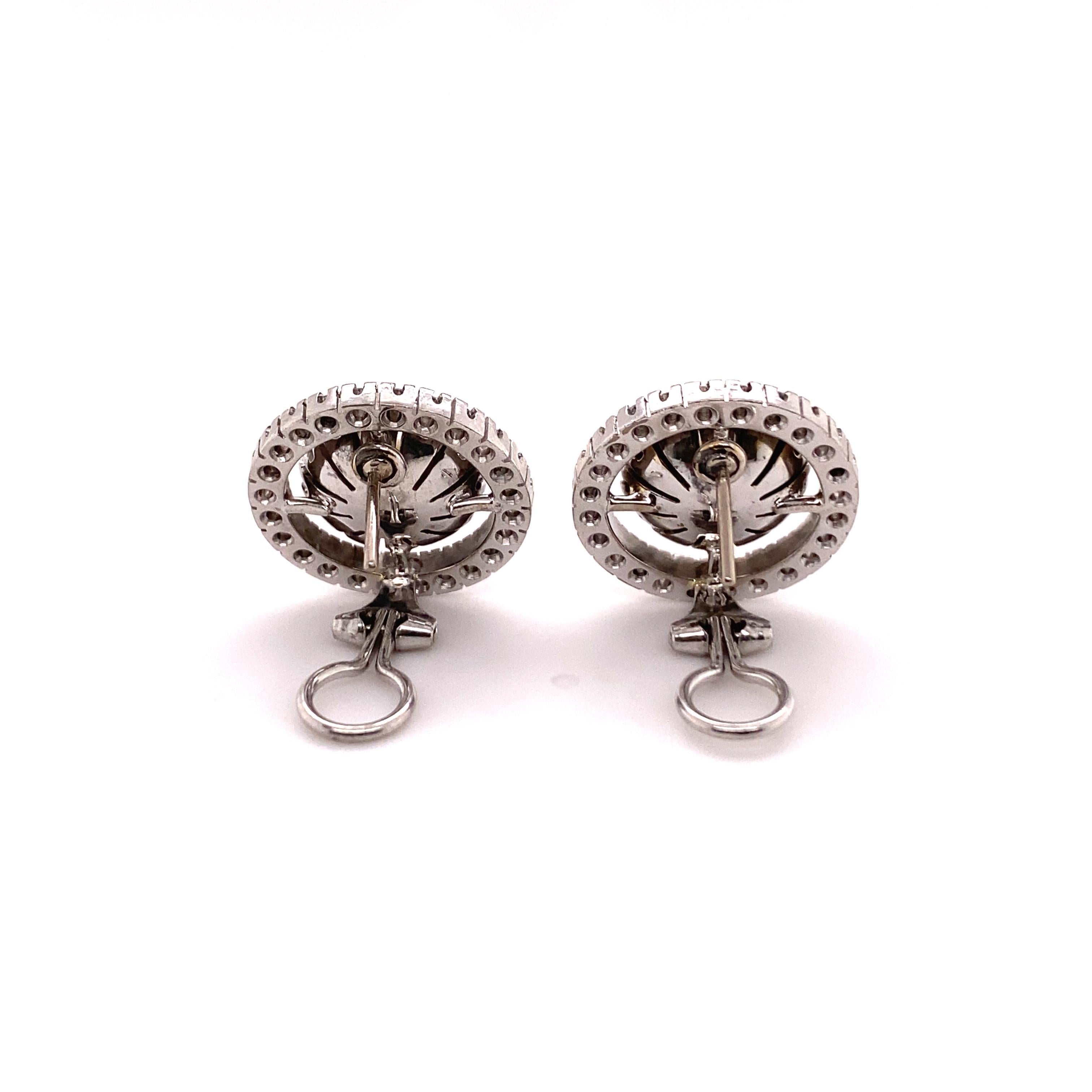Akoya Cultured Pearl and Diamond Earclips in 18 Karat White Gold 2