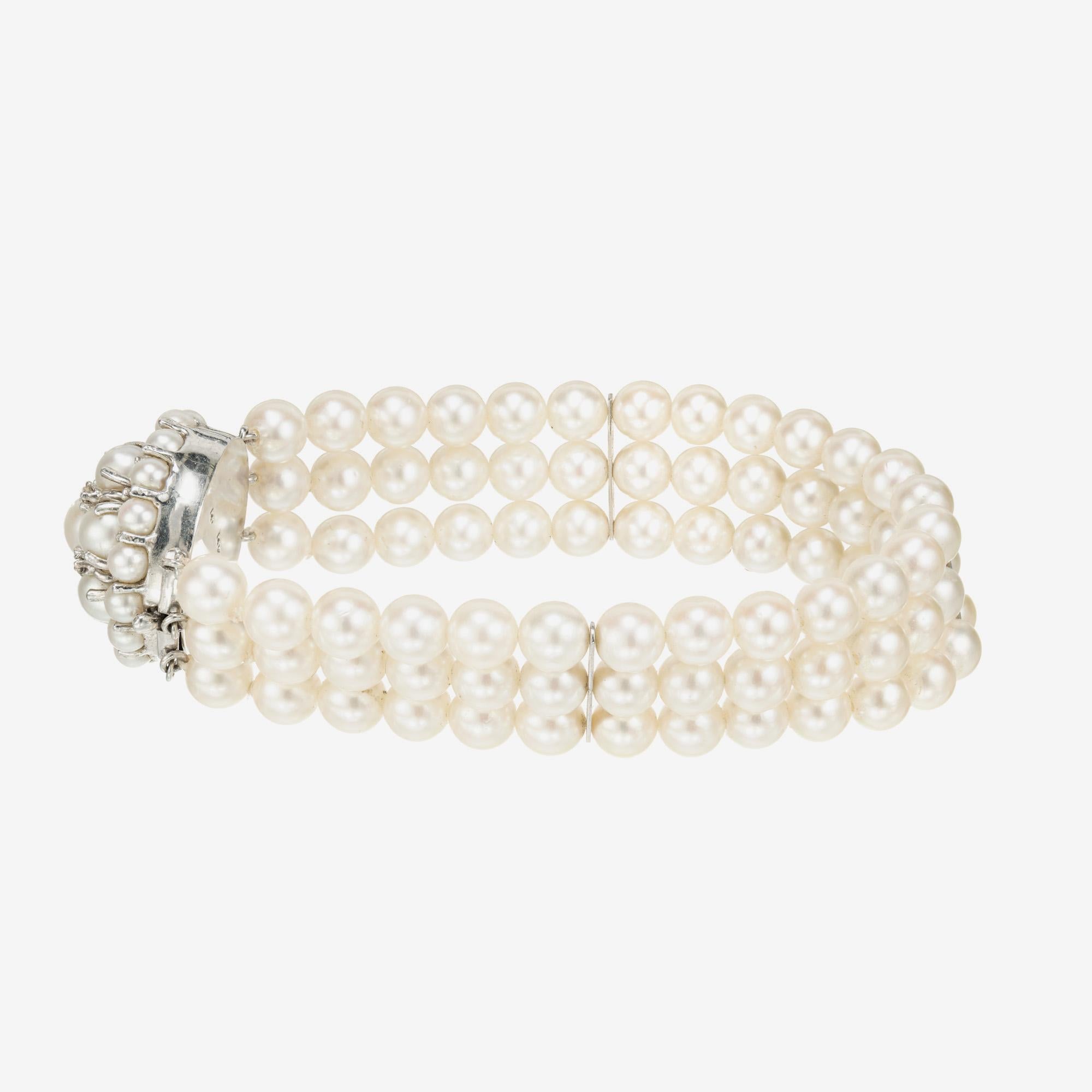 pearl beaded 3-row bracelet