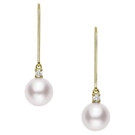 Mikimoto Akoya Cultured Pearl Drop Earrings in 18K Yellow Gold PEA1006DK