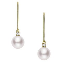 Mikimoto Akoya Cultured Pearl Drop Earrings in 18K Yellow Gold PEA1006DK