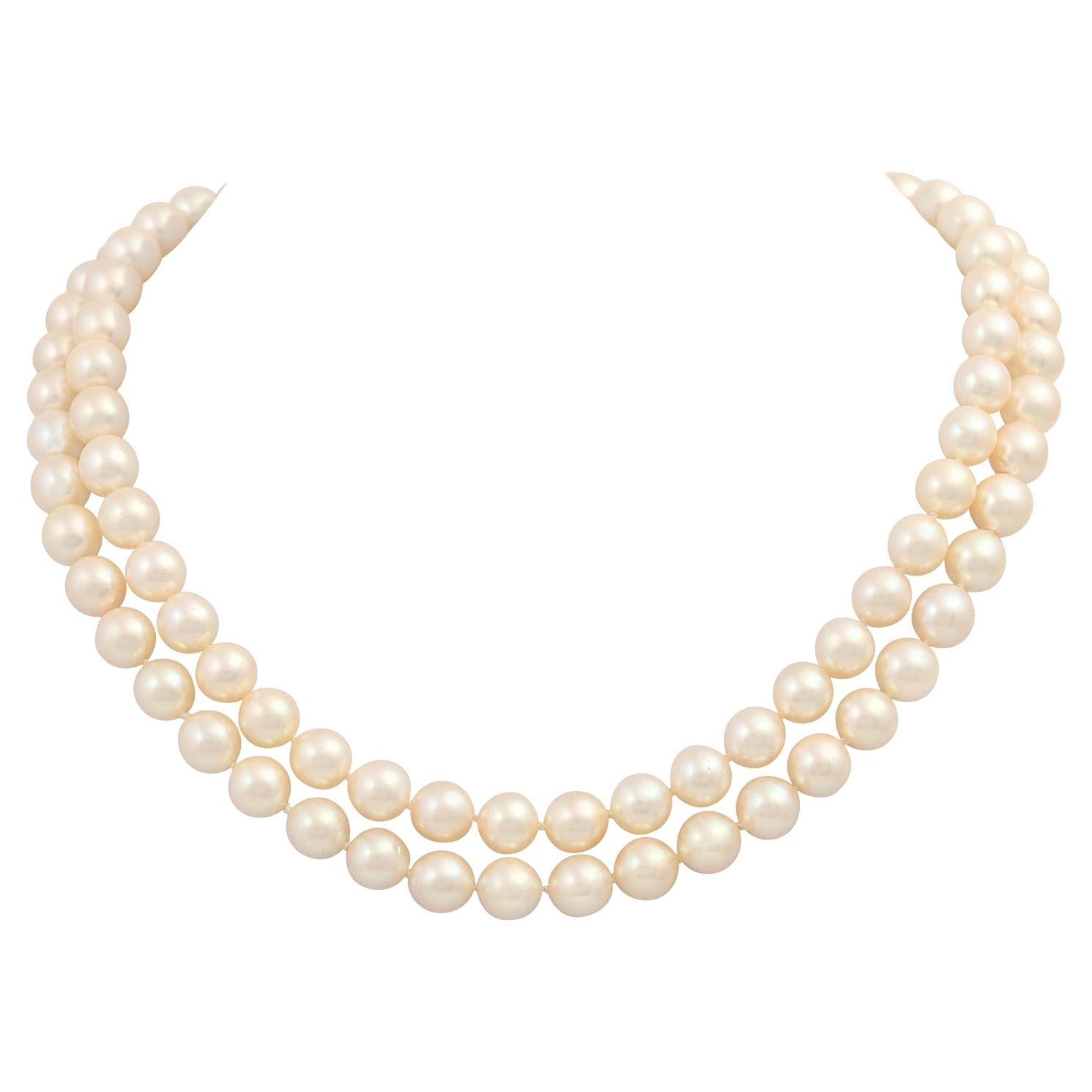 heavy gold and cultured pearl necklace at 1stDibs