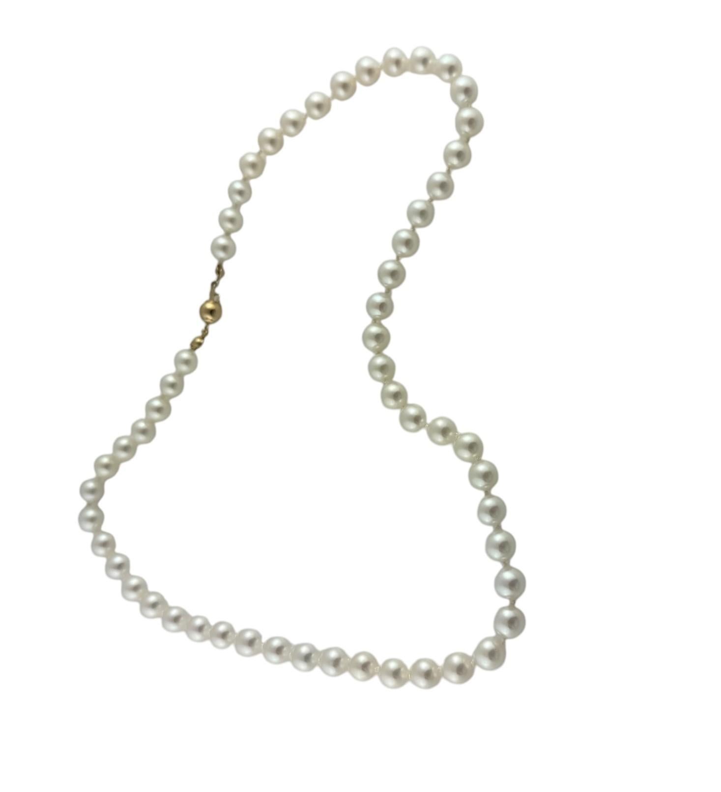 Women's Akoya Cultured Pearl Necklace with 14K Yellow Gold Closure  #19461 For Sale