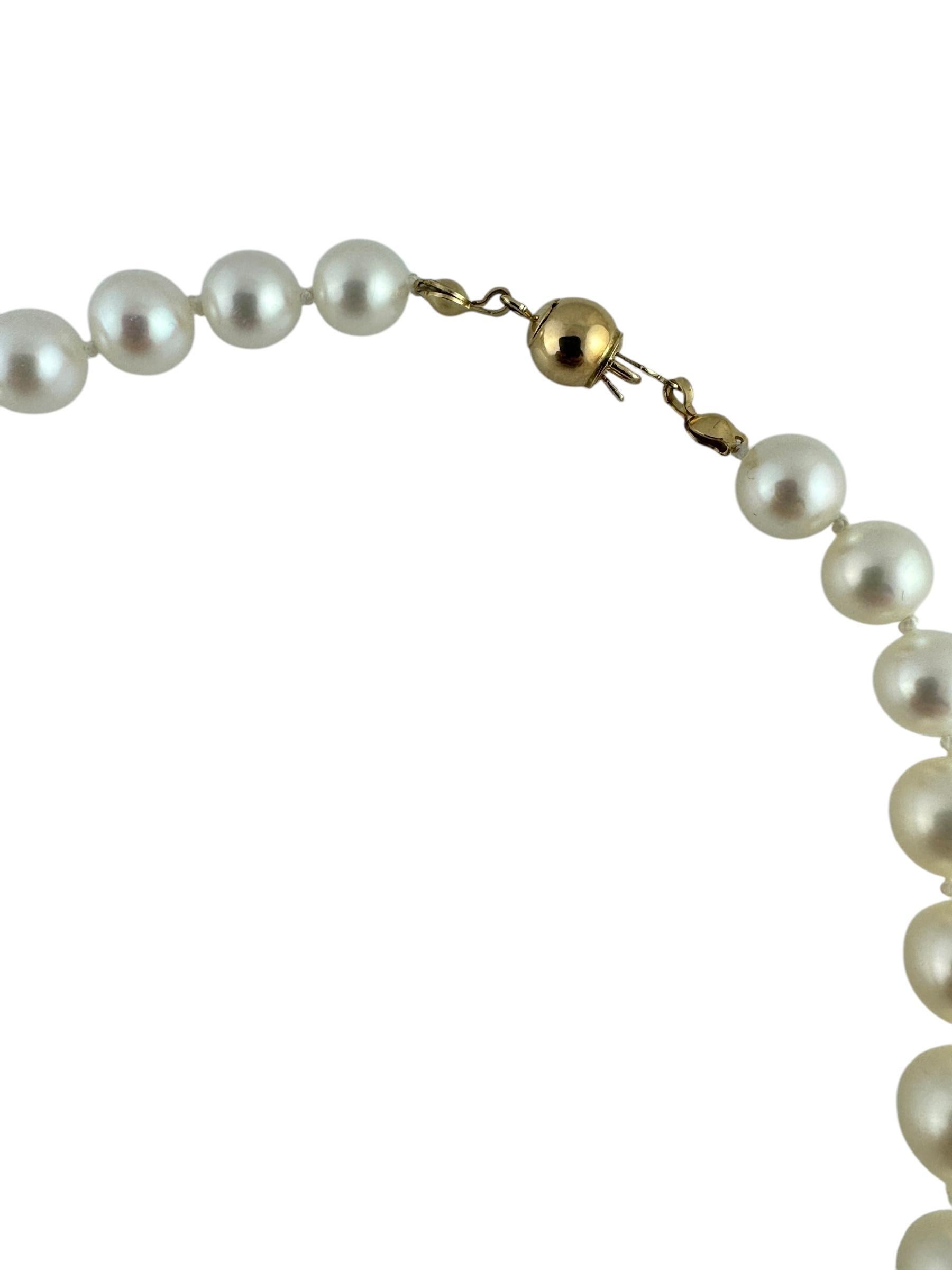 Akoya Cultured Pearl Necklace with 14K Yellow Gold Closure  #19461 For Sale 2