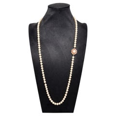 Akoya-Zuchtperlenkette Opera, 7-8mm, 83cm, Gold- und Rubin-Verschluss