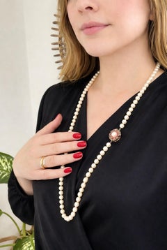 Akoya-Zuchtperlenkette Opera, 7-8mm, 83cm, Gold- und Rubin-Verschluss