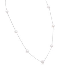 Akoya Japanese Pearls By the Yard Necklace in White Gold