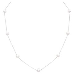 Collar de perlas japonesas Akoya por metros en oro blanco