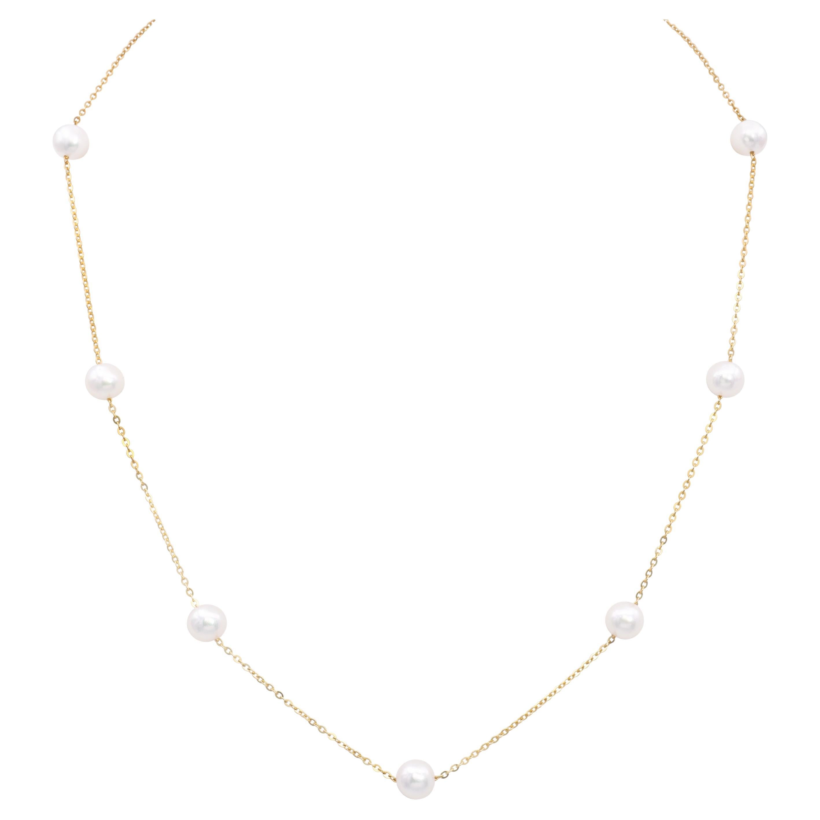 Akoya Japanese Pearls By the Yard Necklace in Yellow Gold