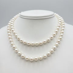 Akoya Japanese White Pearl 14 Karat and Opal Convertible Clasp Necklace
