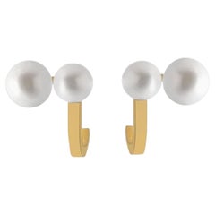 18 karat gold plated double pearl earrings with 2 gold pearls