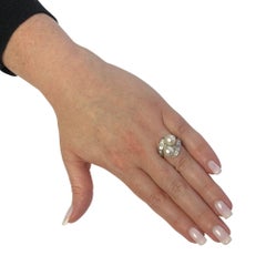 Akoya Pearl and Diamond Bypass Platinum Ring
