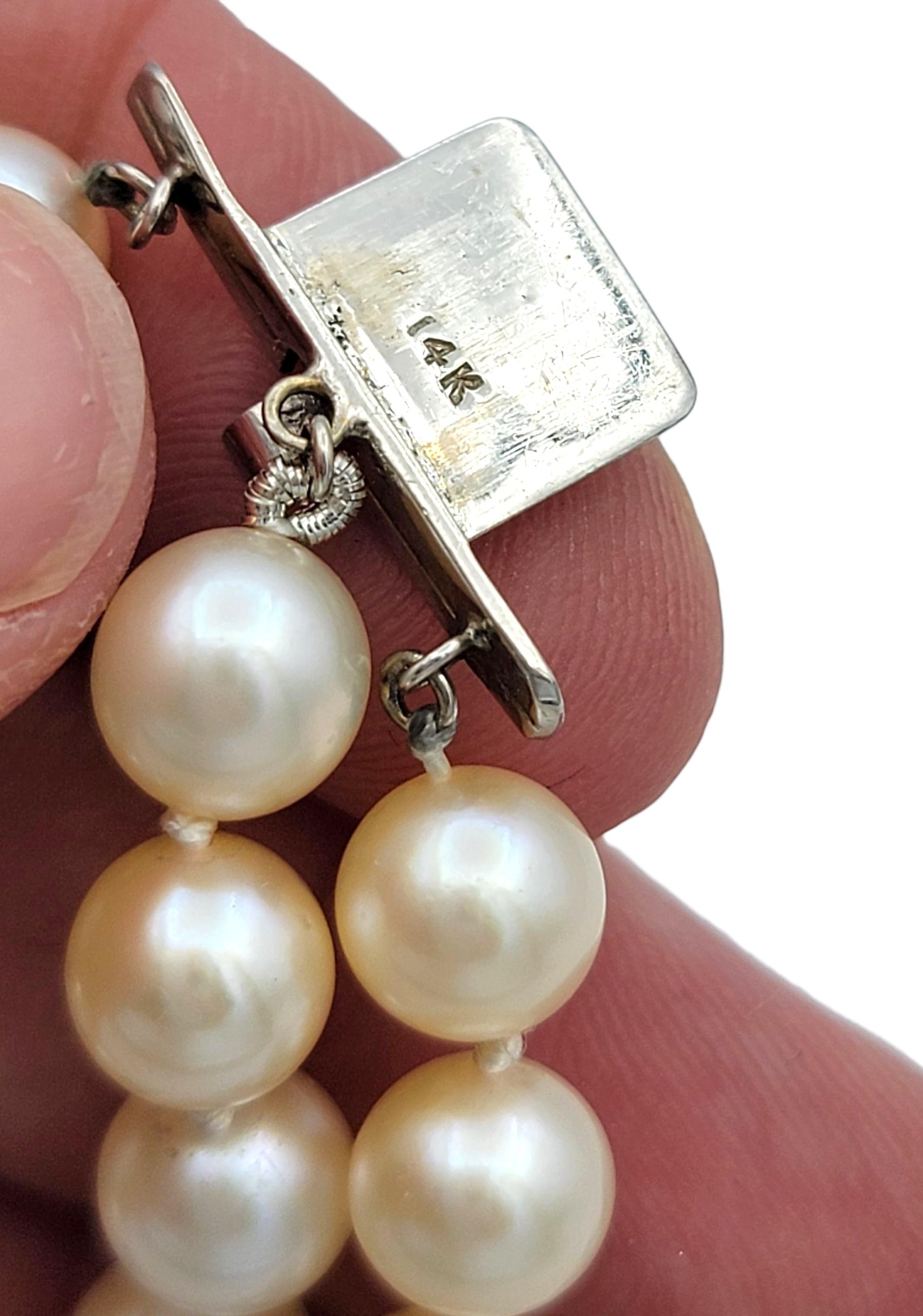 Akoya Pearl and Diamond Multi Row Strand Bracelet in 14 Karat White Gold For Sale 3