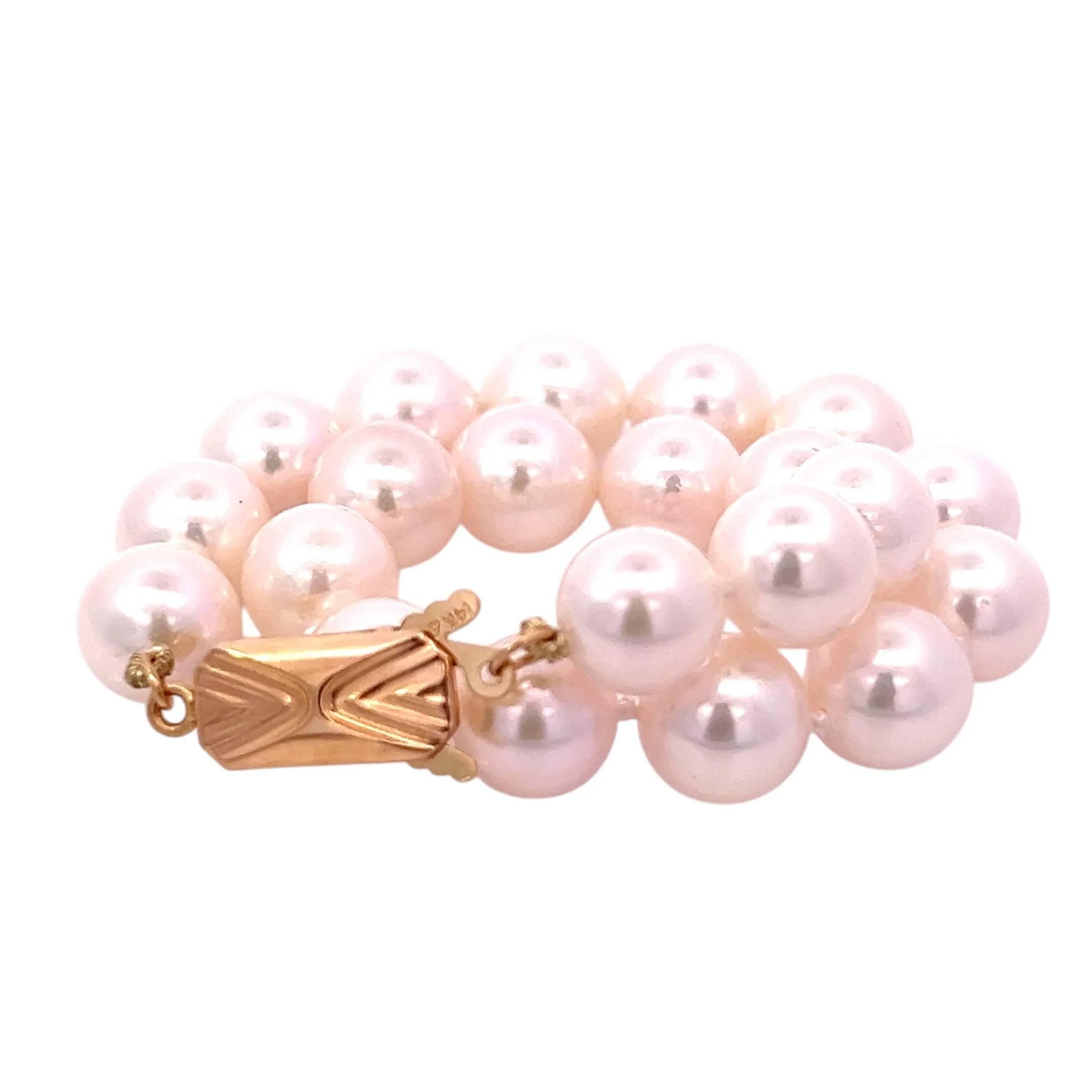 Round Cut Akoya Pearl Bracelet 7.5