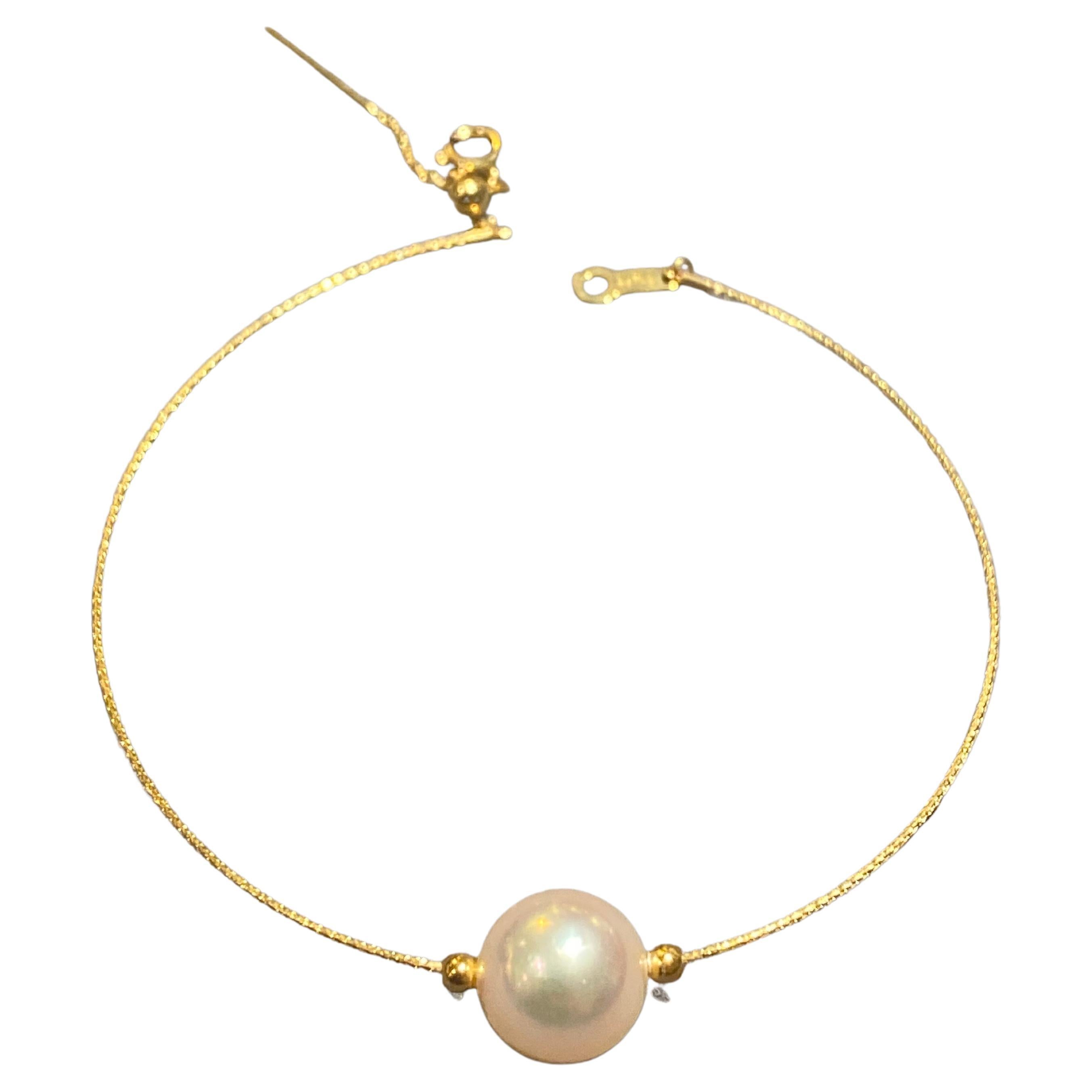 Bracelet de perles Akoya en or jaune 18 carats en vente