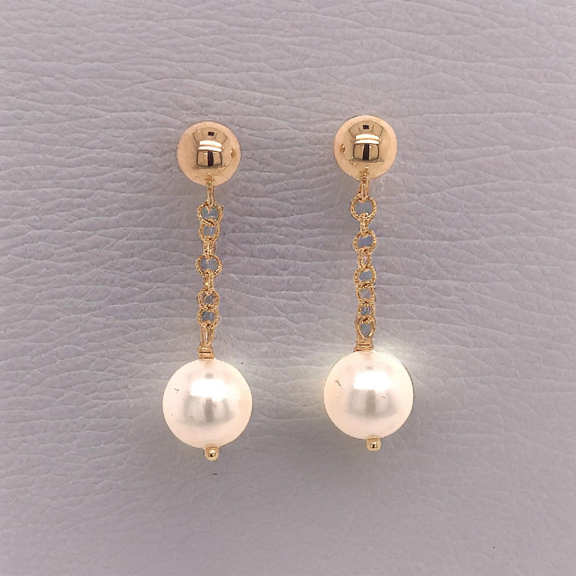 Akoya Pearl Dangle Earrings 14k Gold Certified For Sale 5