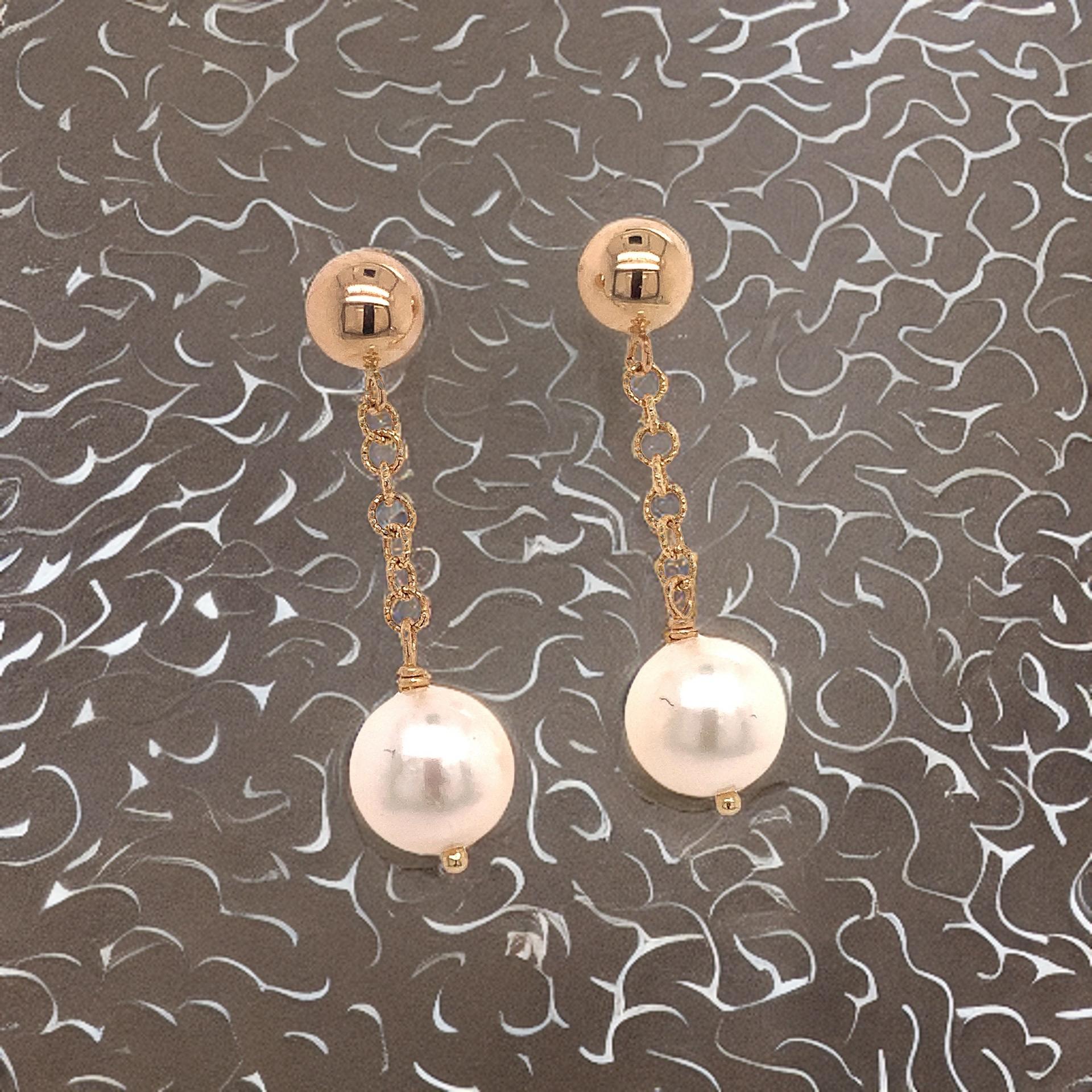 Akoya Pearl Dangle Earrings 14k Gold Certified For Sale 1