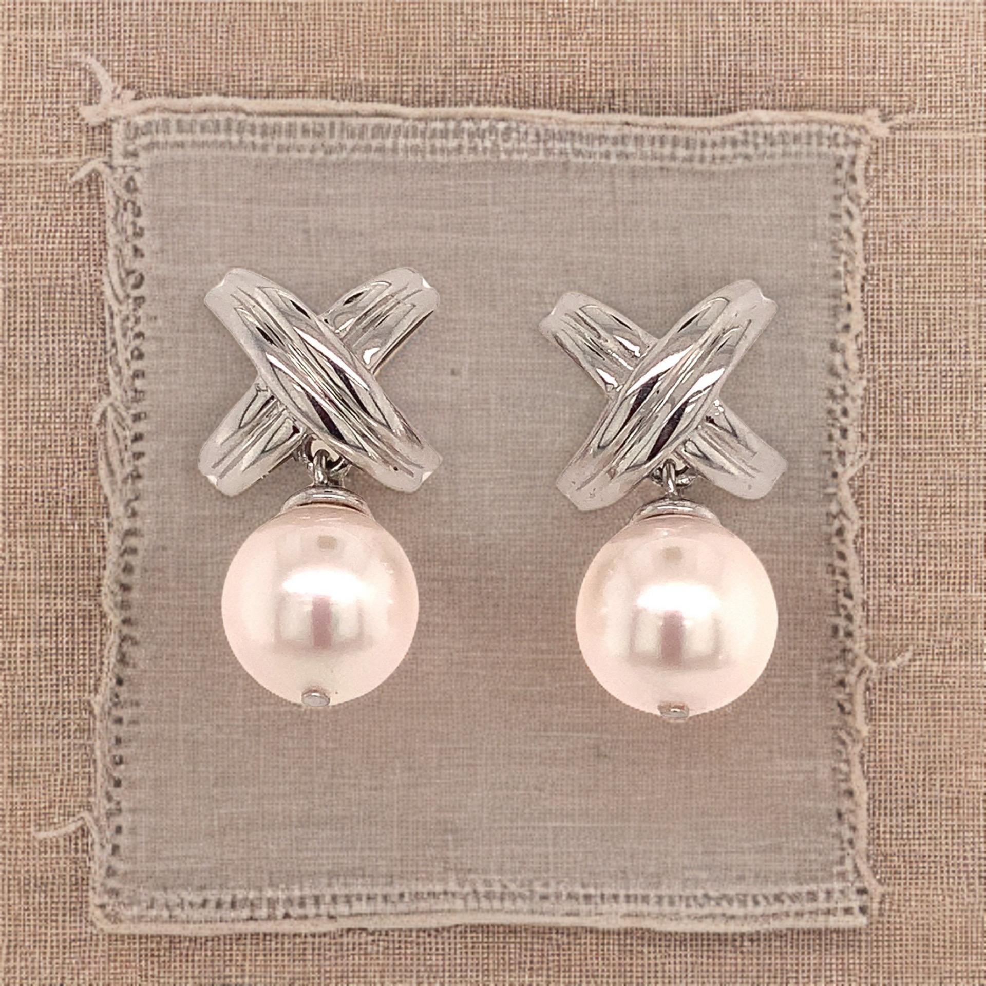 Akoya Pearl Dangle Earrings 14k Gold Certified For Sale 4