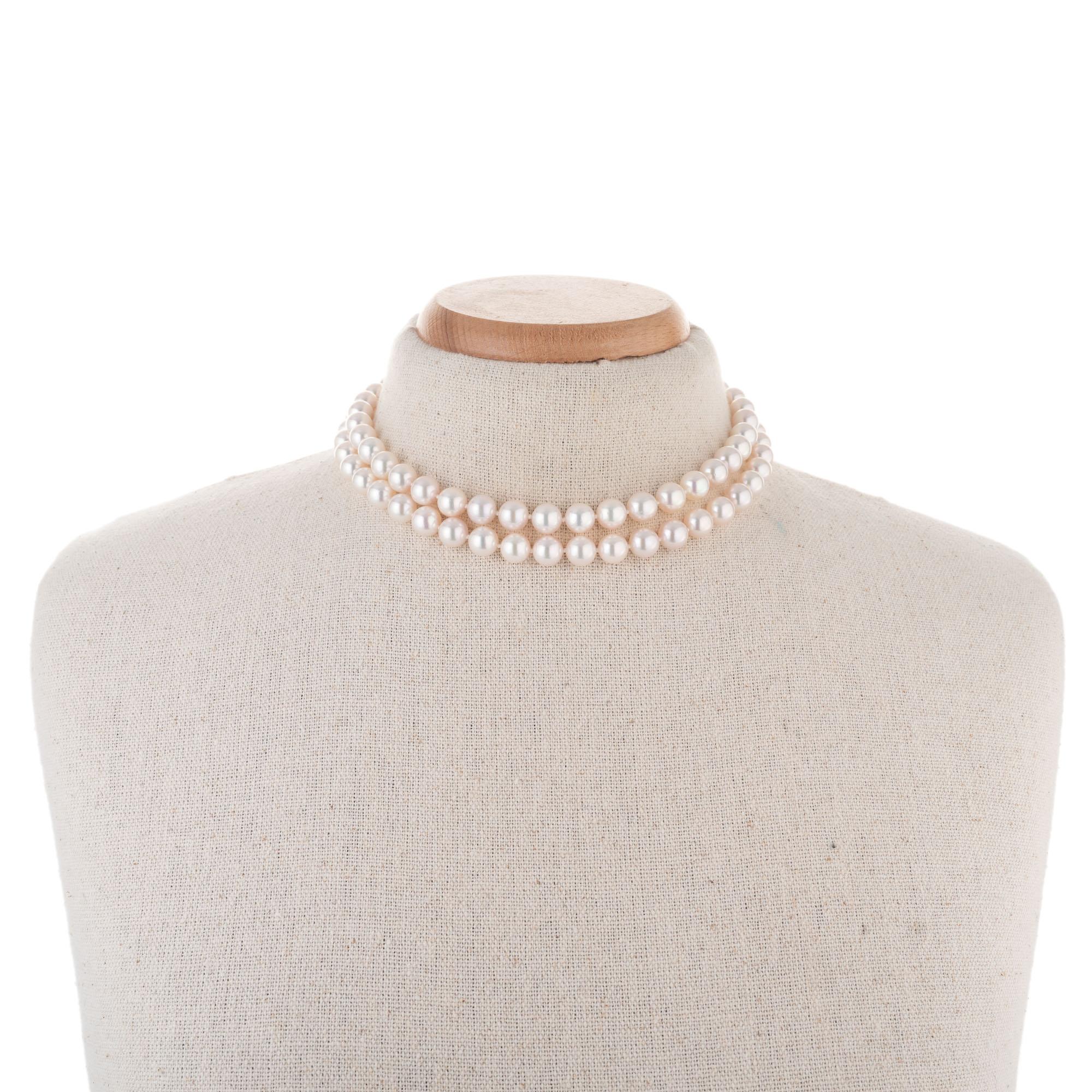 Akoya Pearl Diamond Gold Necklace In Excellent Condition For Sale In Stamford, CT