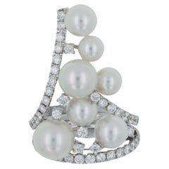 Akoya Pearl & Diamond Crown Ring
