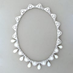 Collar Gota Oro Diamante Perla Akoya