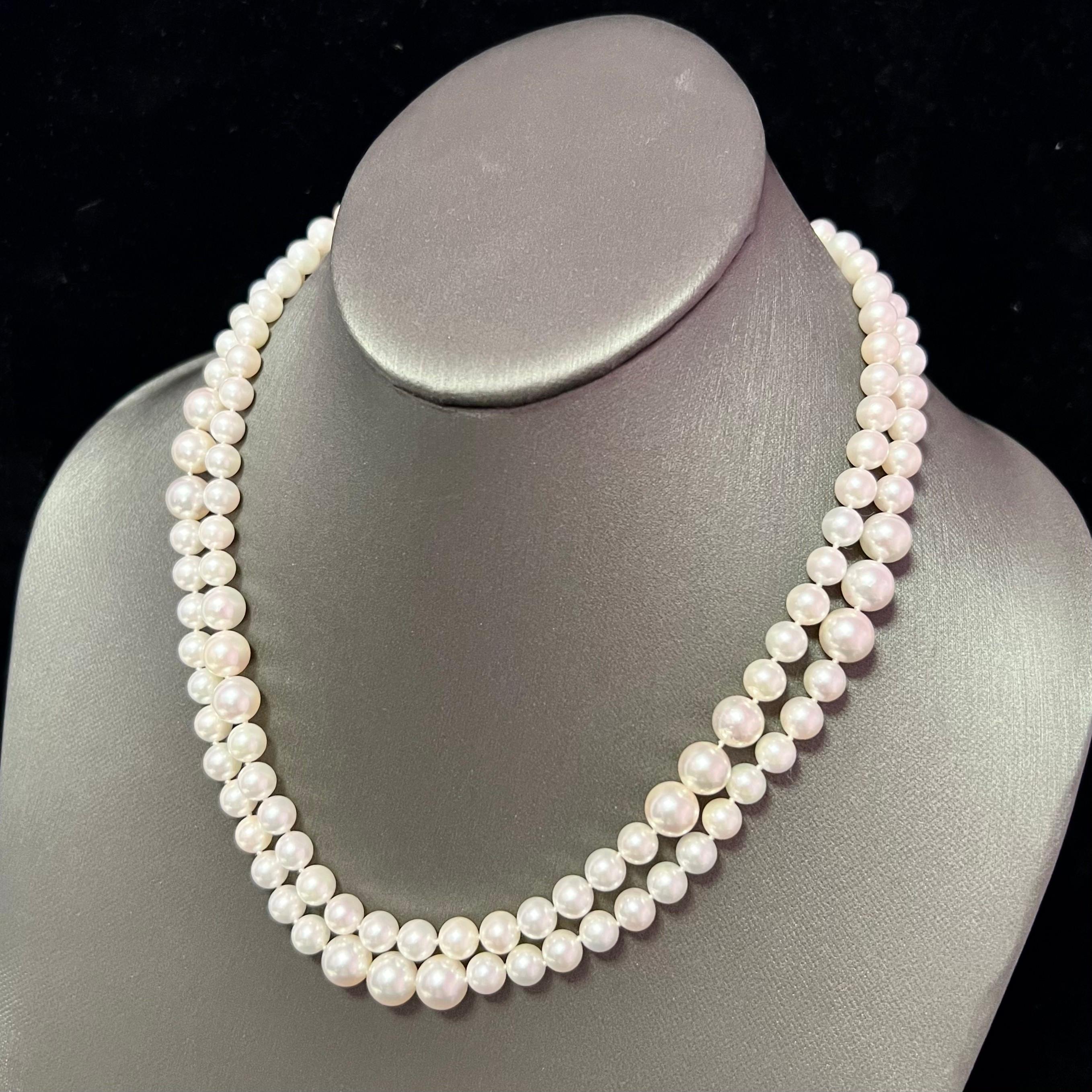 Collier de perles Akoya japonaises de qualité supérieure avec diamants 16-17