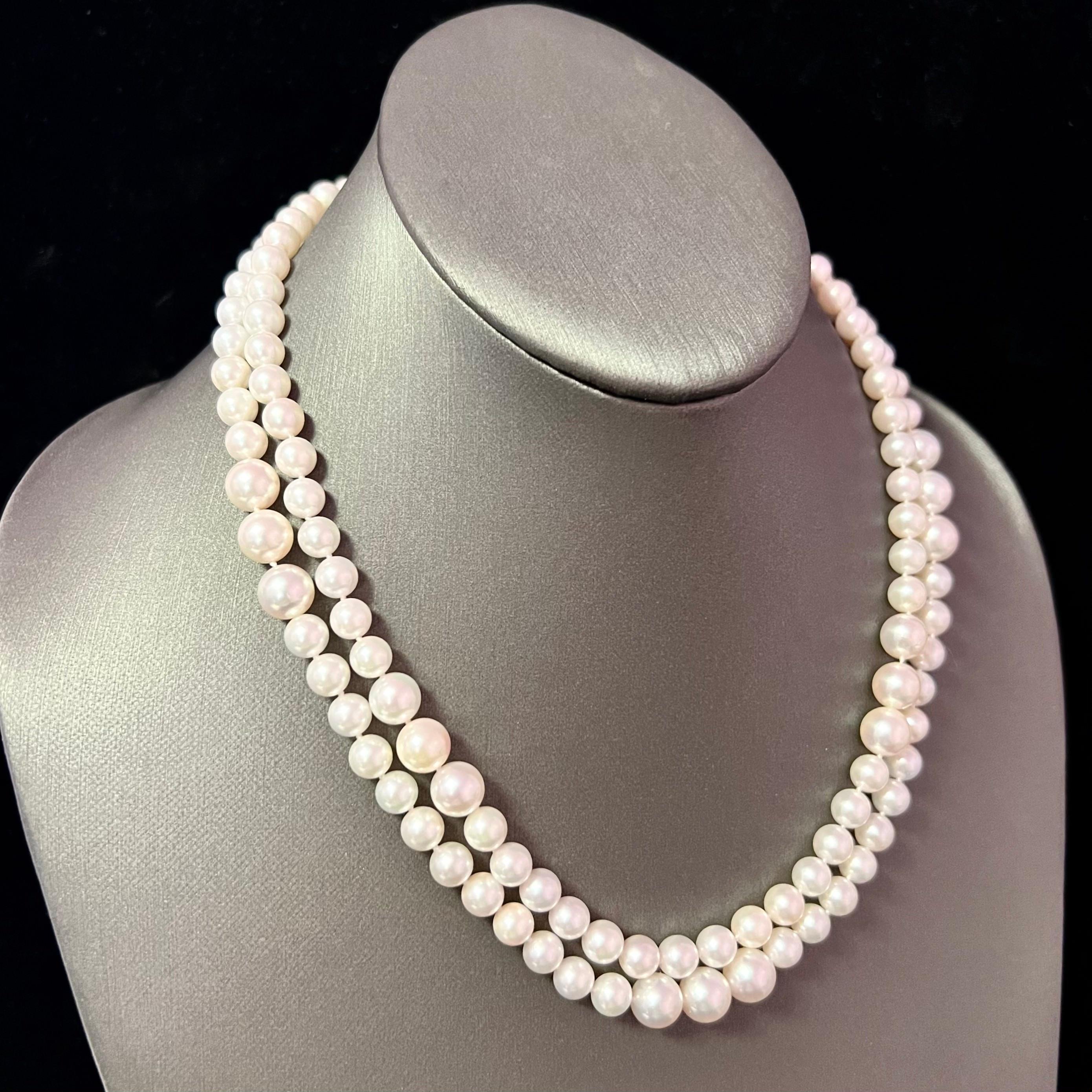 Collier Akoya en or 14 carats avec perles et diamants, certifié TCW 0,66 carat Neuf - En vente à Brooklyn, NY