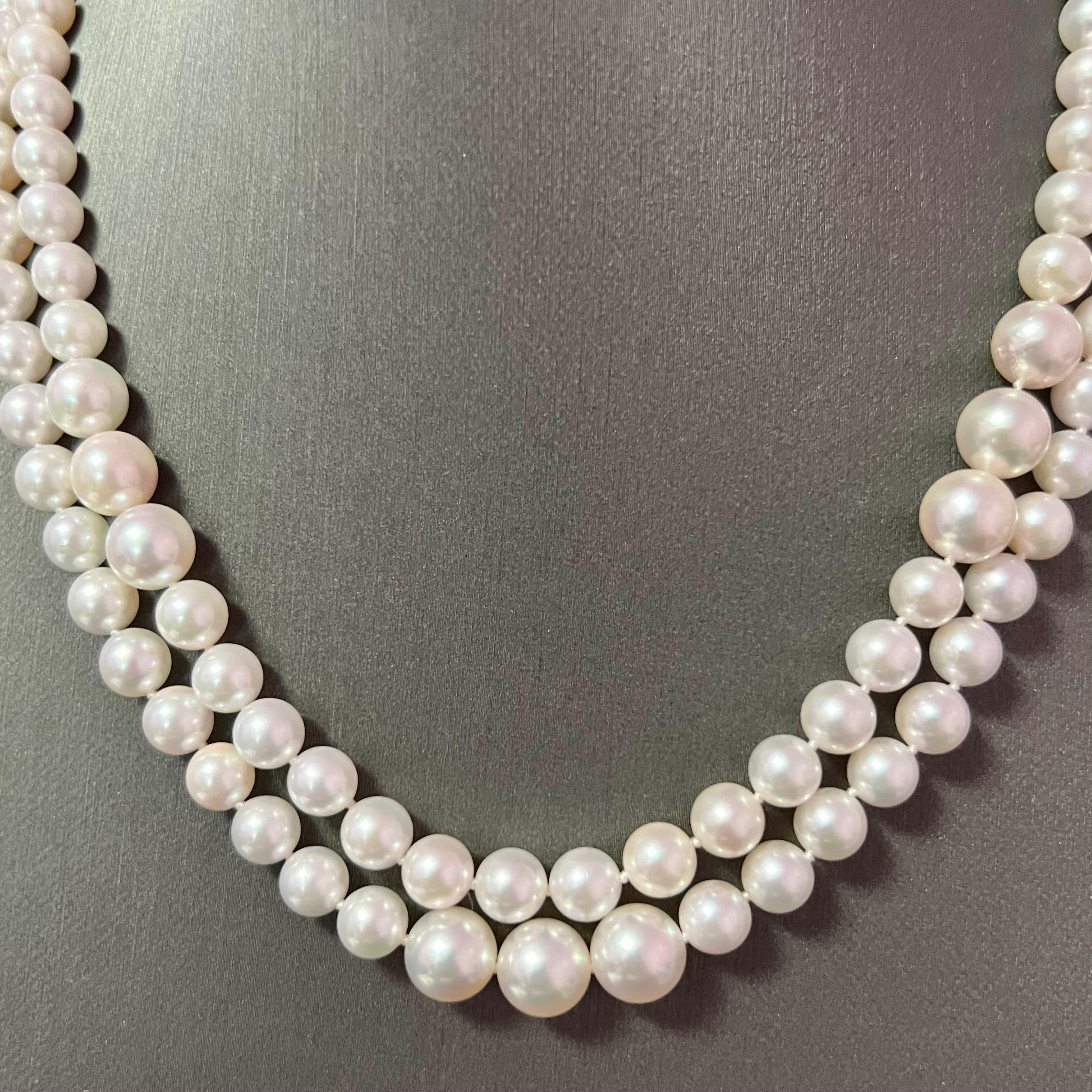 Collier Akoya en or 14 carats avec perles et diamants, certifié TCW 0,66 carat en vente 1