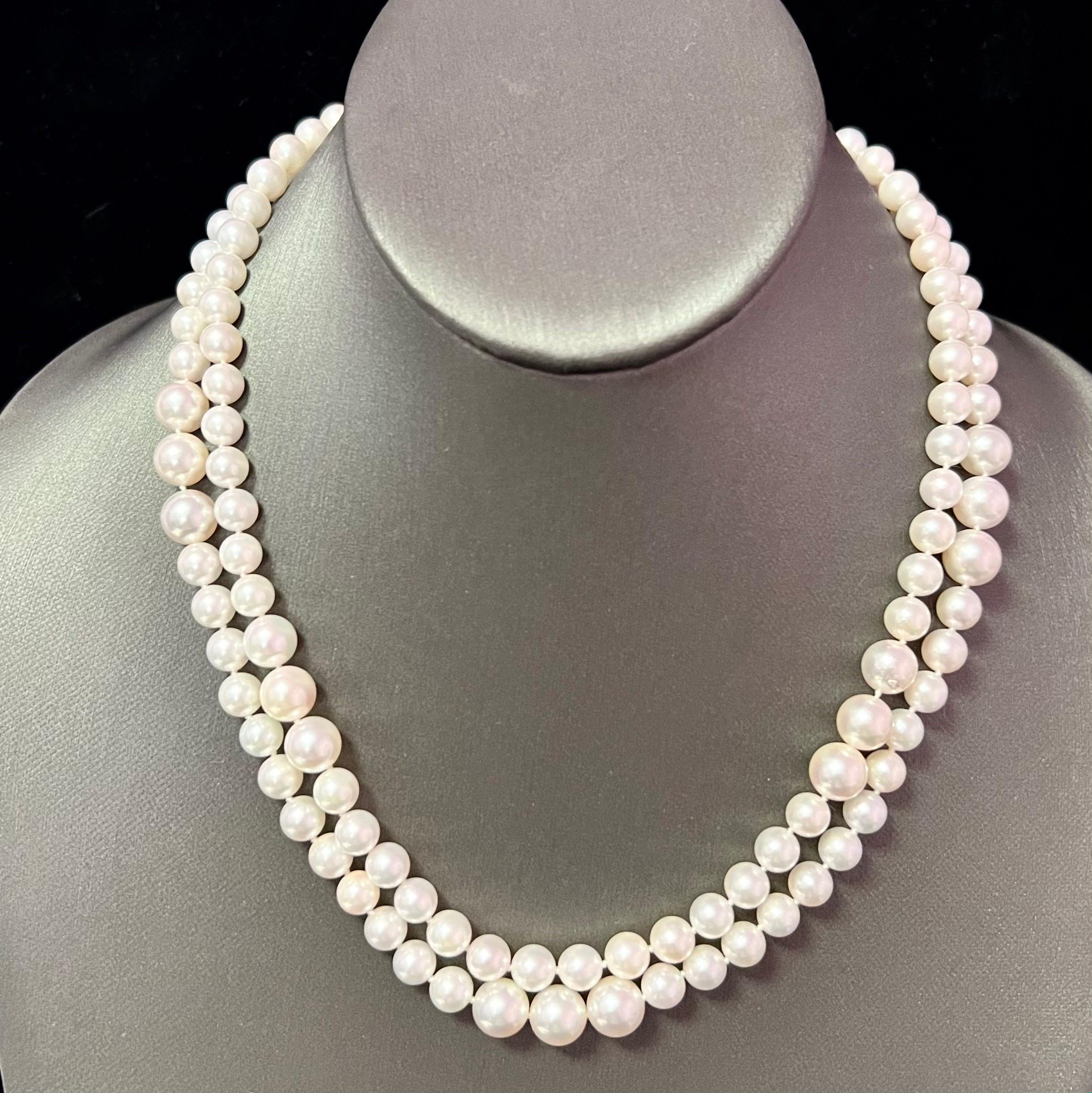 Collier Akoya en or 14 carats avec perles et diamants, certifié TCW 0,66 carat en vente 2