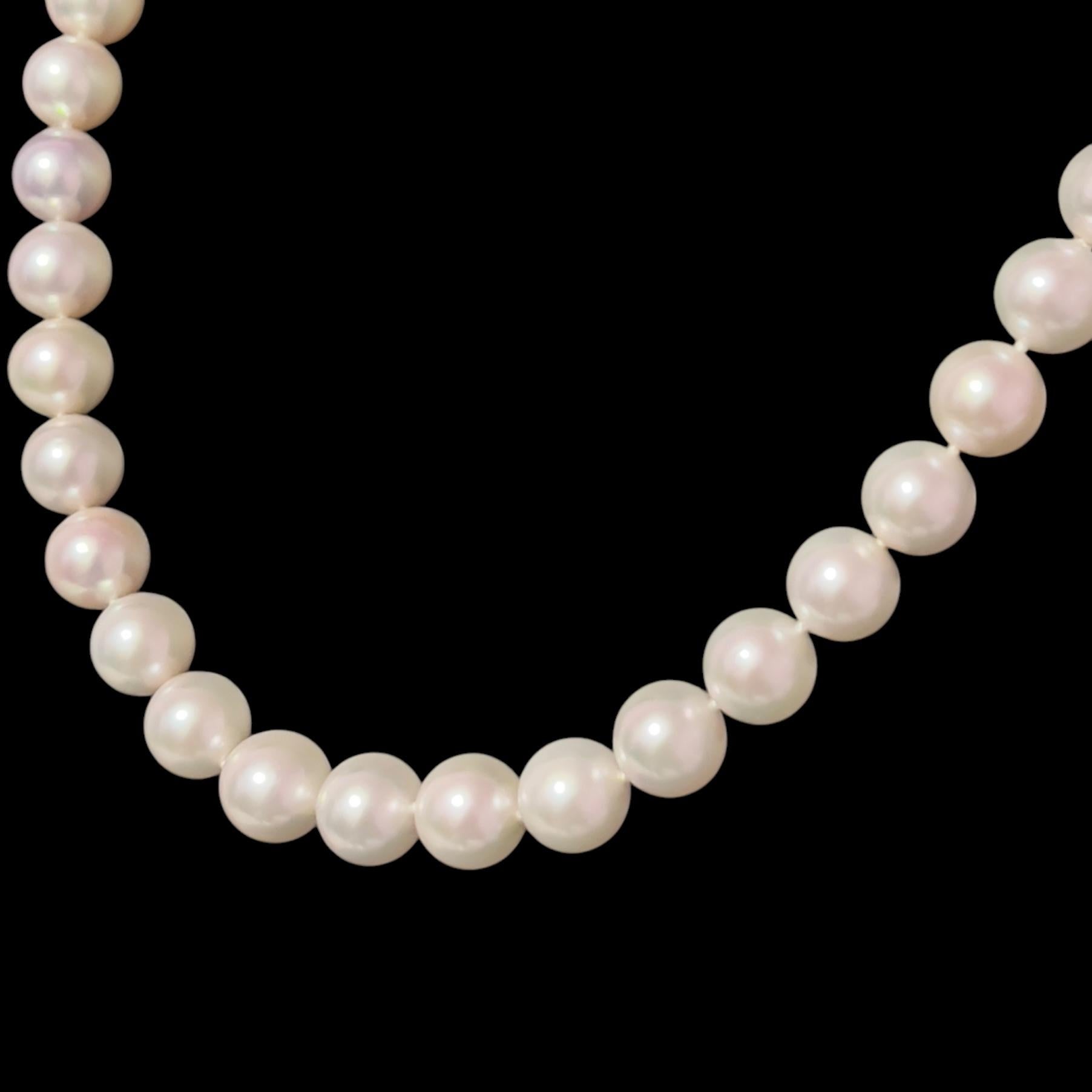 Round Cut Akoya Pearl Diamond Necklace 16