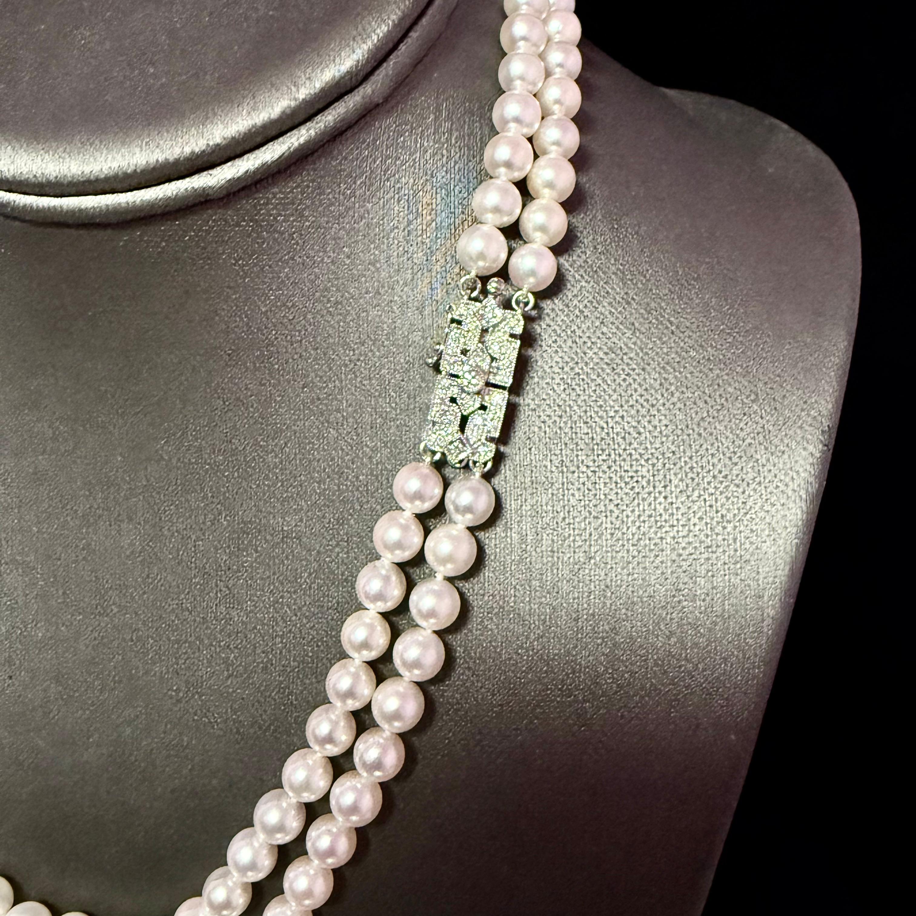 Collana di diamanti con perle Akoya giapponesi da 6,09 mm, lunghezza 17