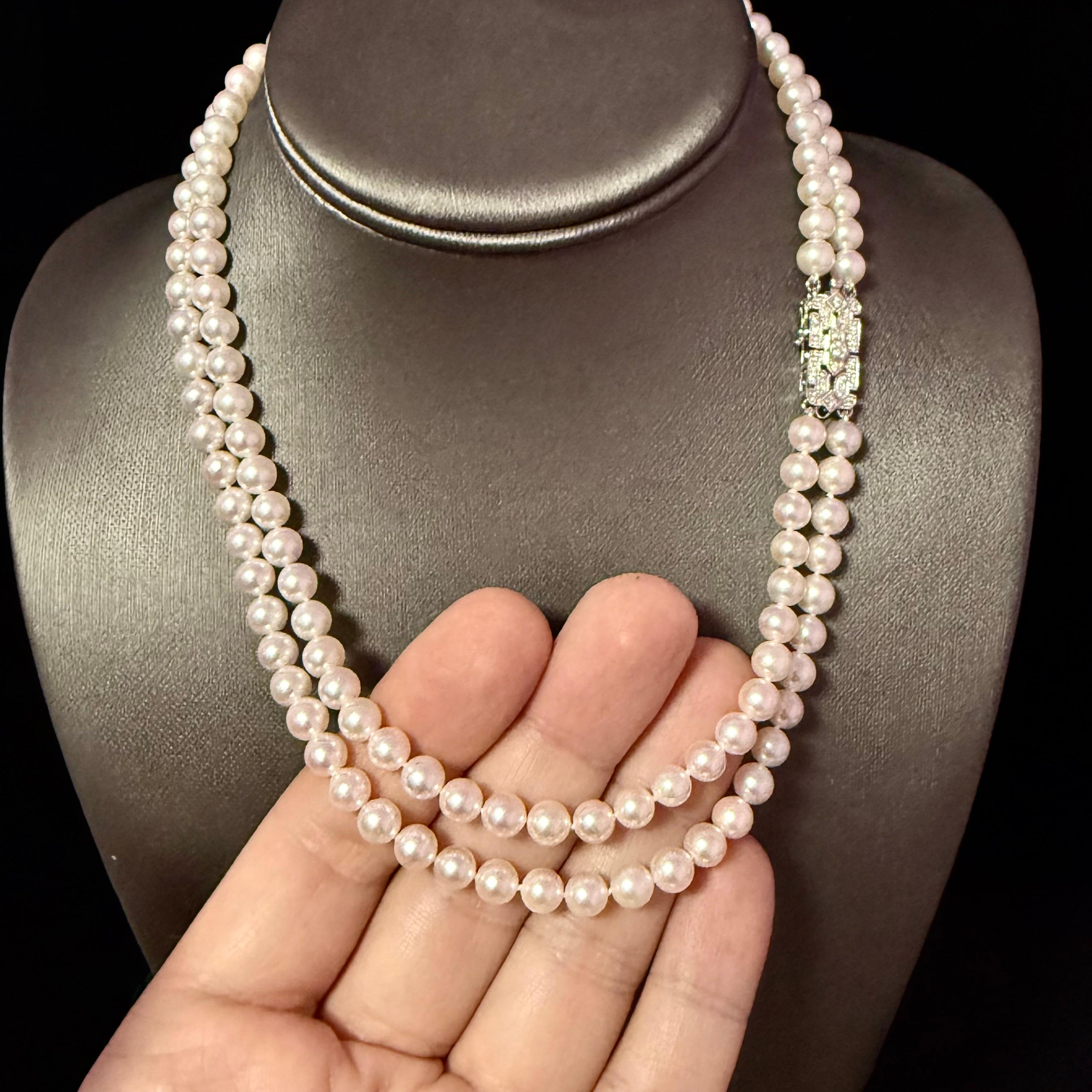 Collana di diamanti con perle Akoya da 17