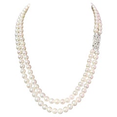Akoya Perlen-Diamant-Halskette 17" 6,09 mm 14k Gold Estate zertifiziert $6450
