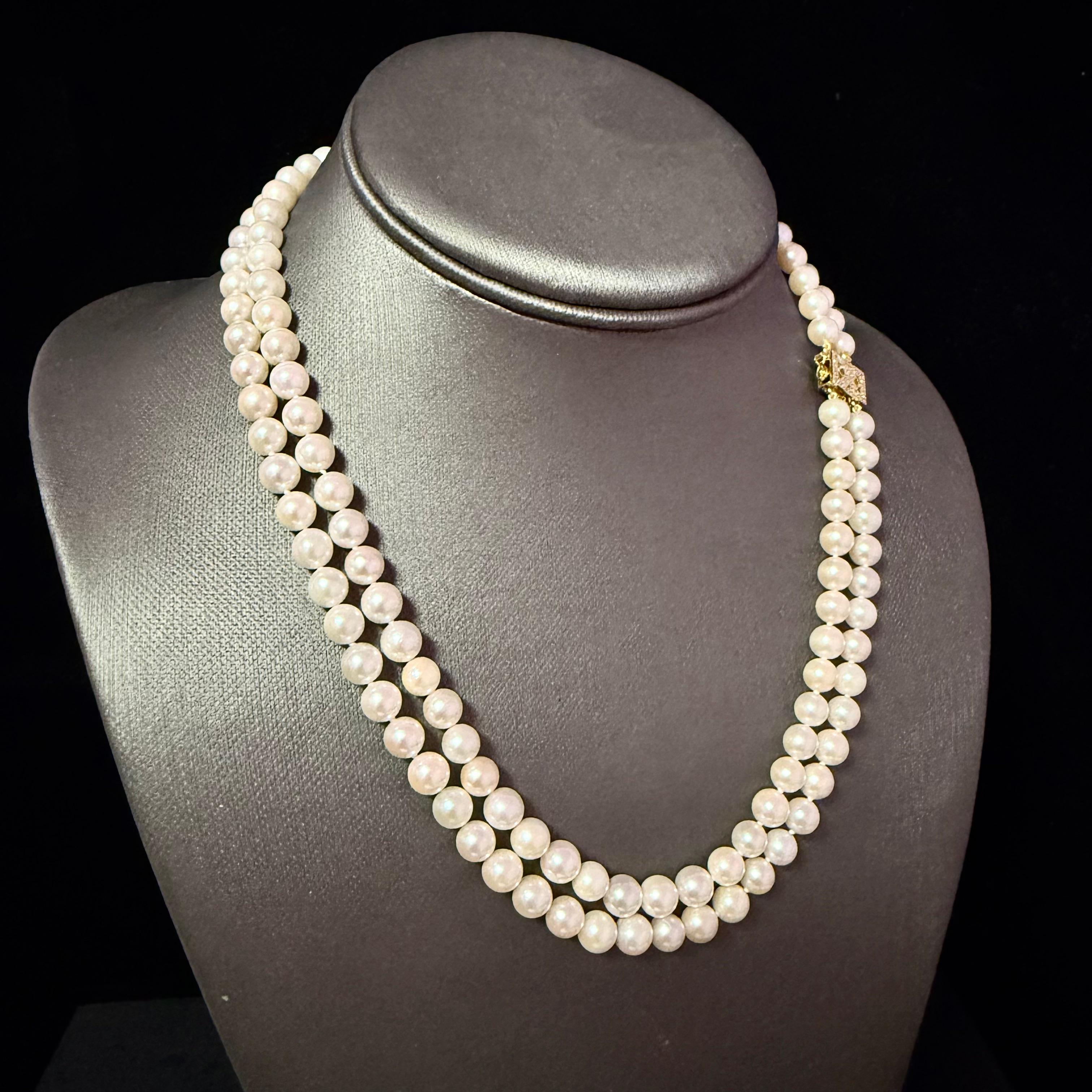 Fine Quality 6.34 mm Japanese Akoya Pearl Diamond Necklace with 17