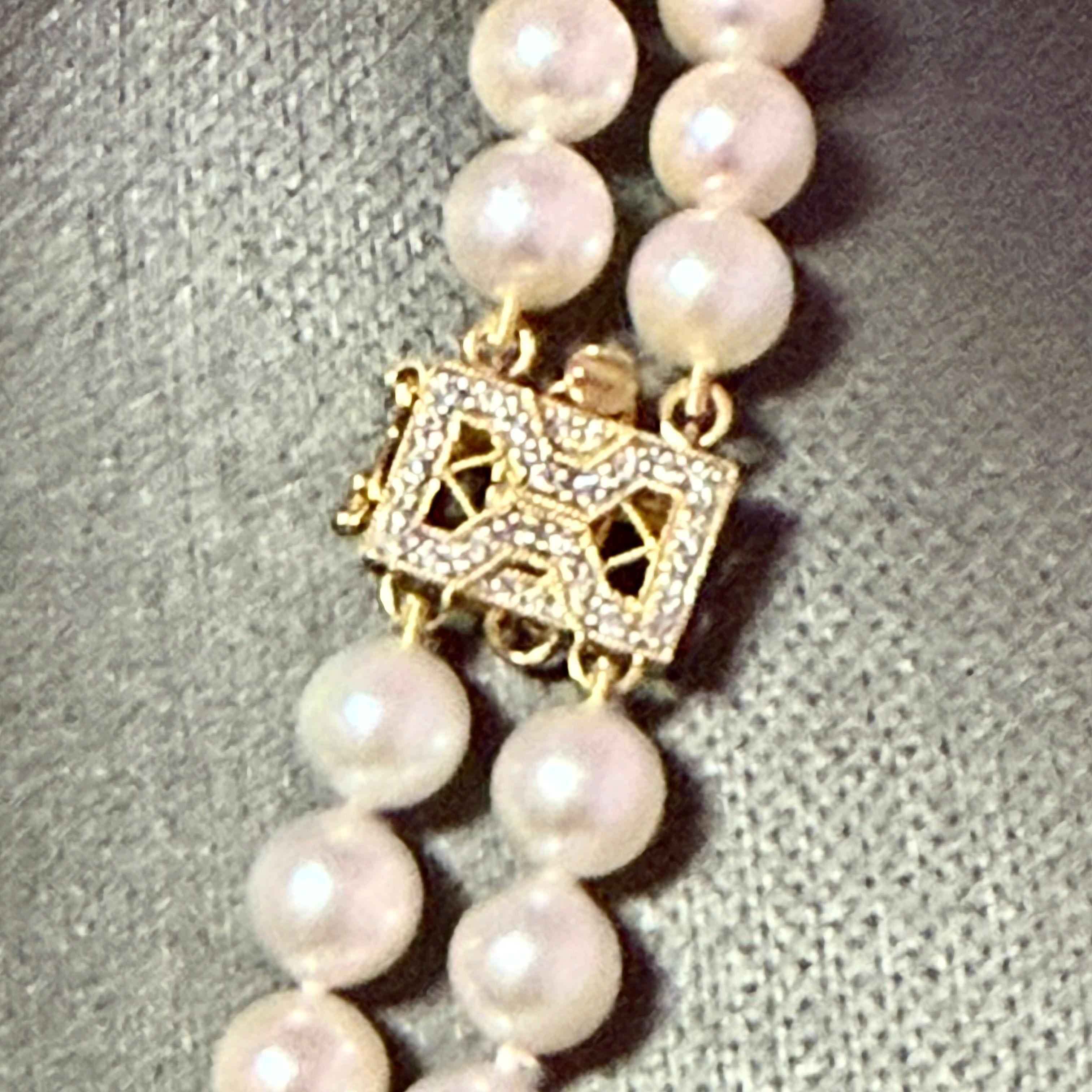 Round Cut Akoya Pearl Diamond Necklace 17
