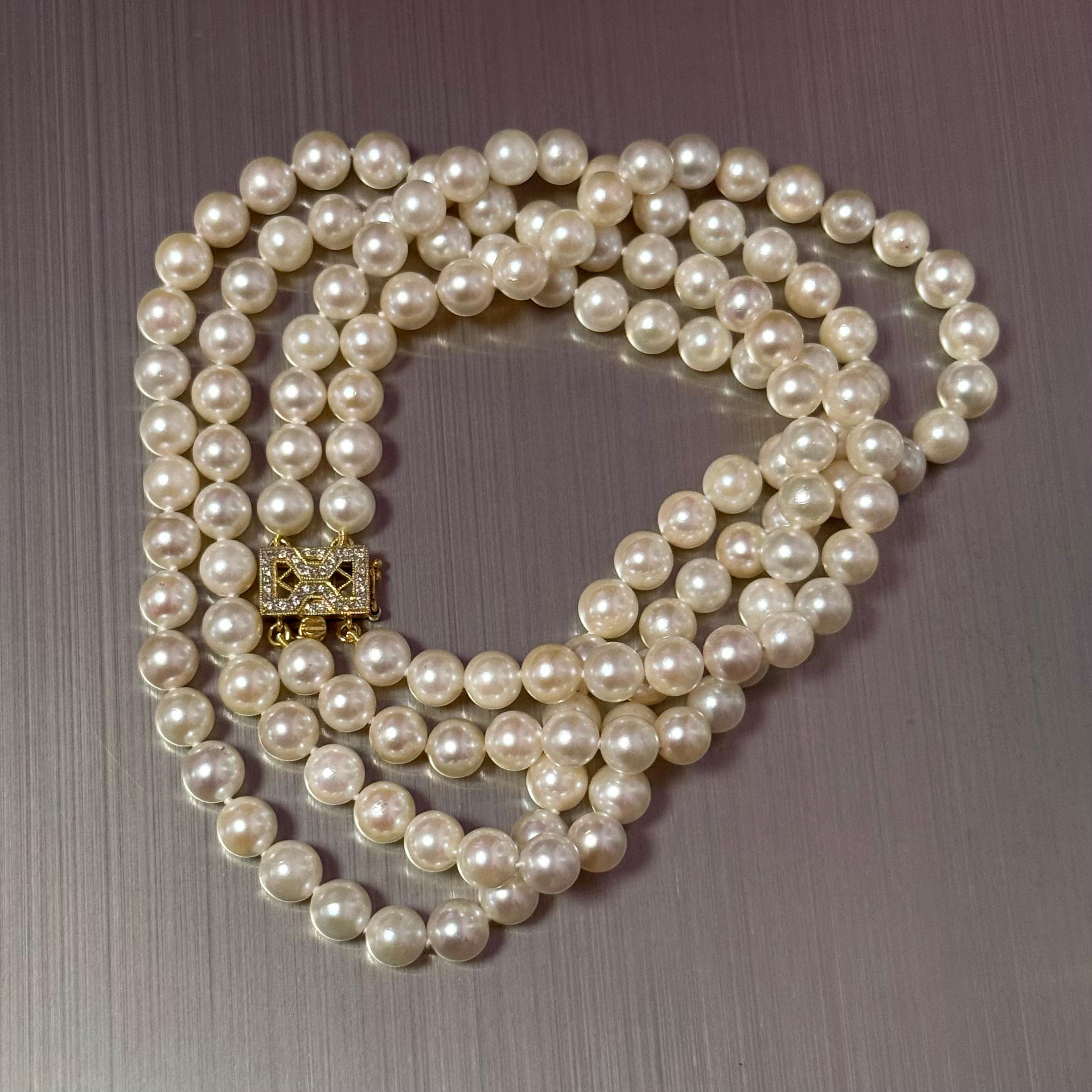 Women's Akoya Pearl Diamond Necklace 17