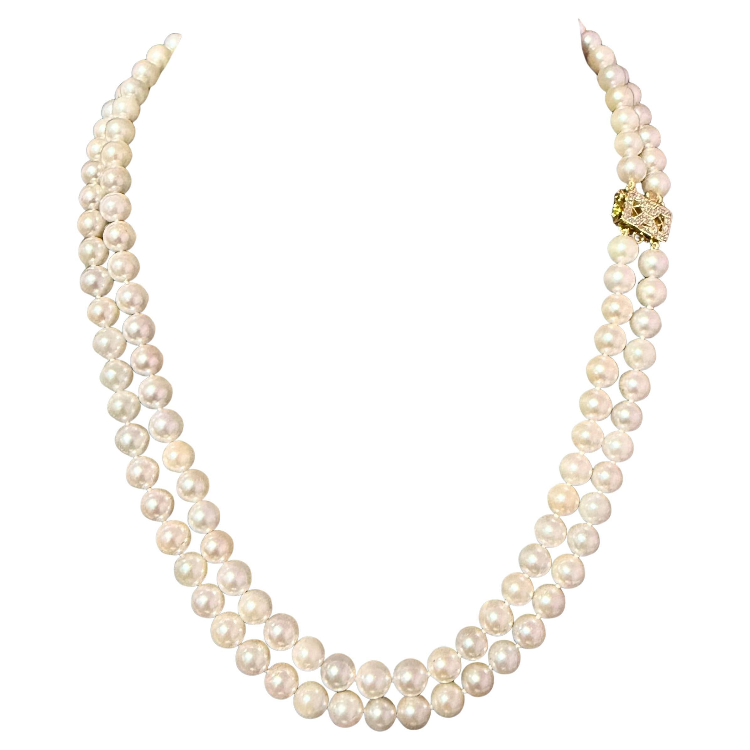 Akoya Pearl Diamond Necklace 17" 6.34 mm 18k Gold Estate Certified $5950