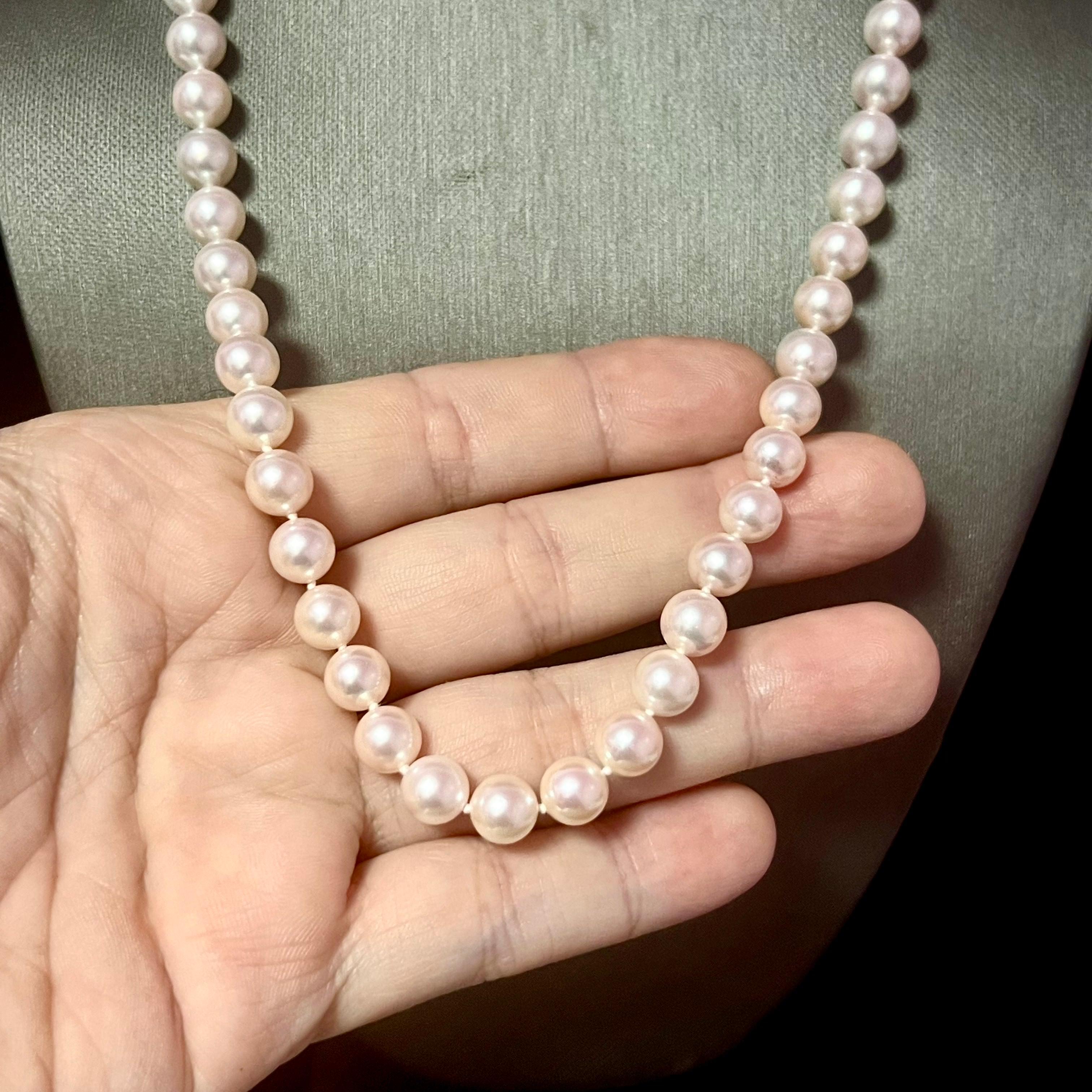 Bead Akoya Pearl Diamond Necklace 21.5