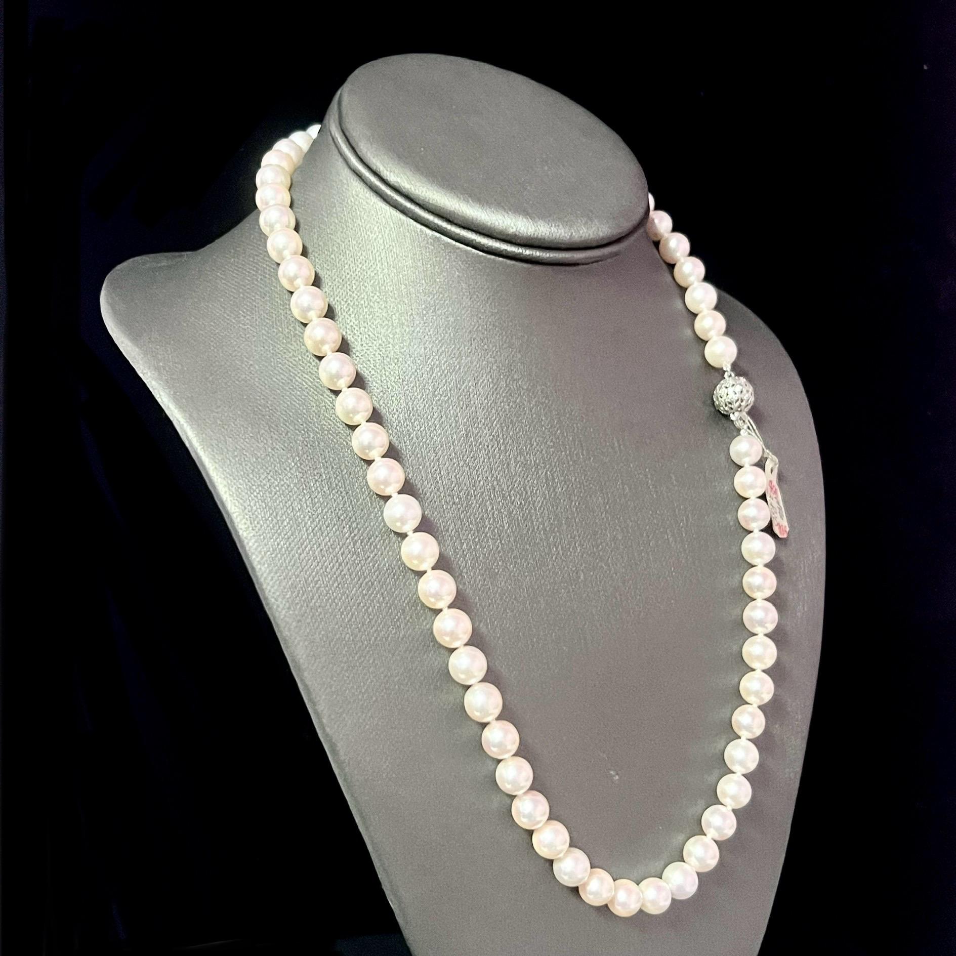Akoya Pearl Diamond Necklace 21.5
