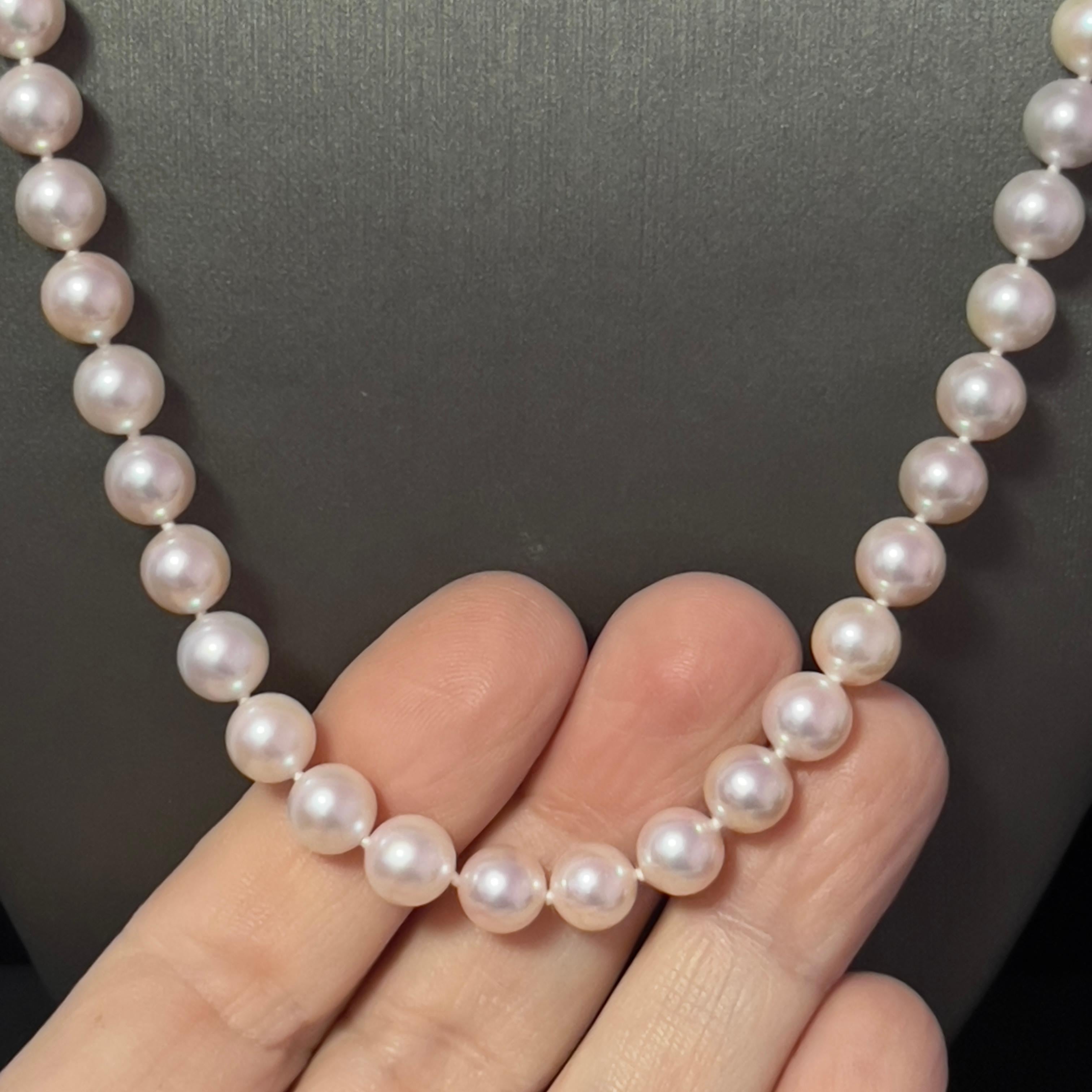 Round Cut Akoya Pearl Diamond Necklace 22