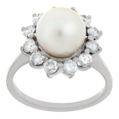 Akoya pearl & diamonds 18k white gold Gold ring