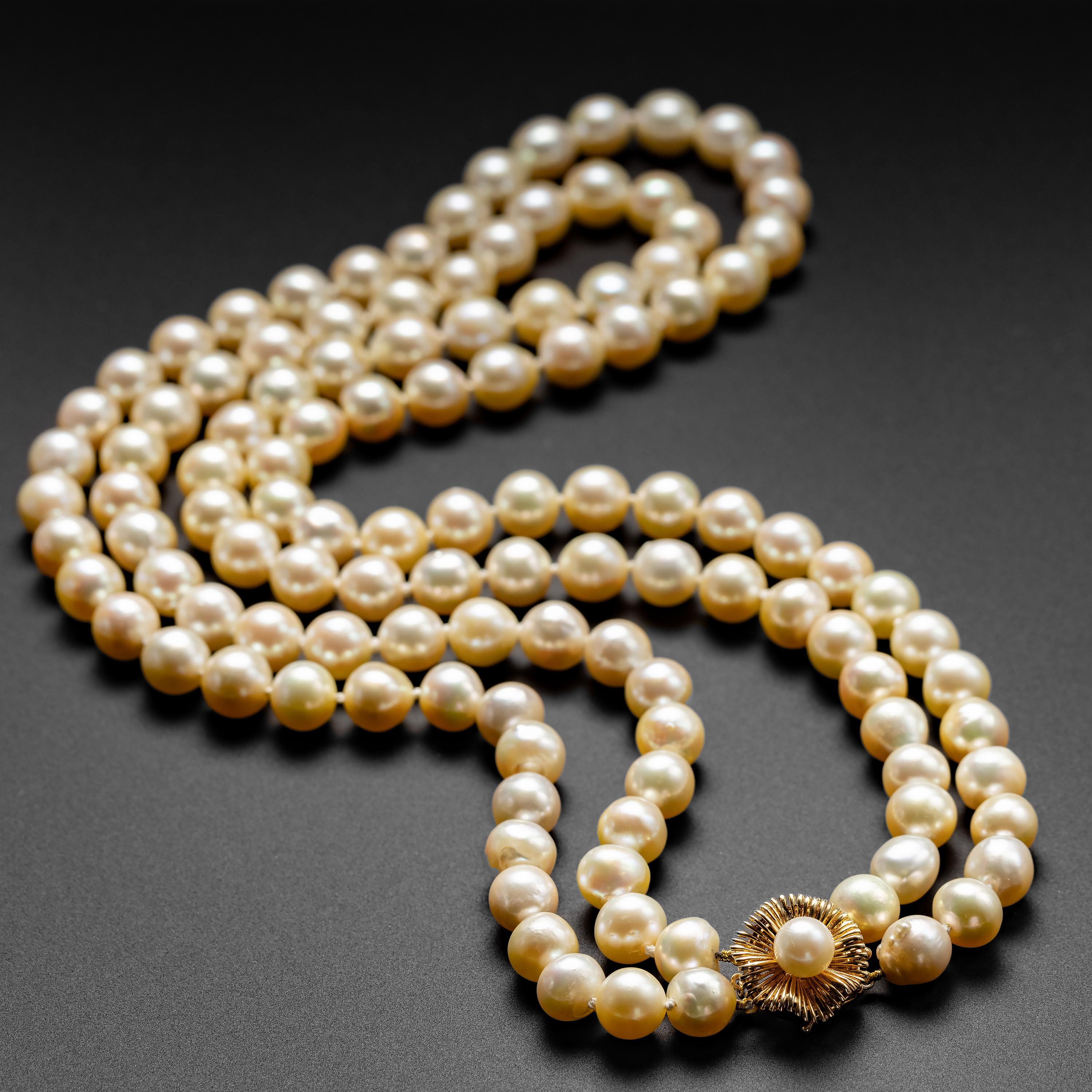 Modern Akoya Pearl Double Strand Necklace