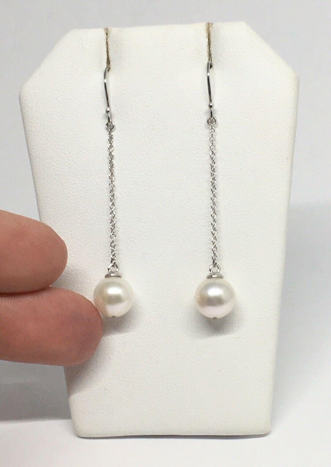 Taglio rotondo Orecchini con perle Akoya in oro 14 carati per donna certificati in vendita