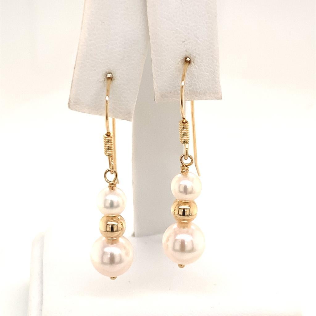 Akoya Pearl Earrings 14 Karat Gold Certified For Sale 4