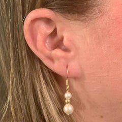 Akoya Pearl Earrings 14 Karat Gold Certified