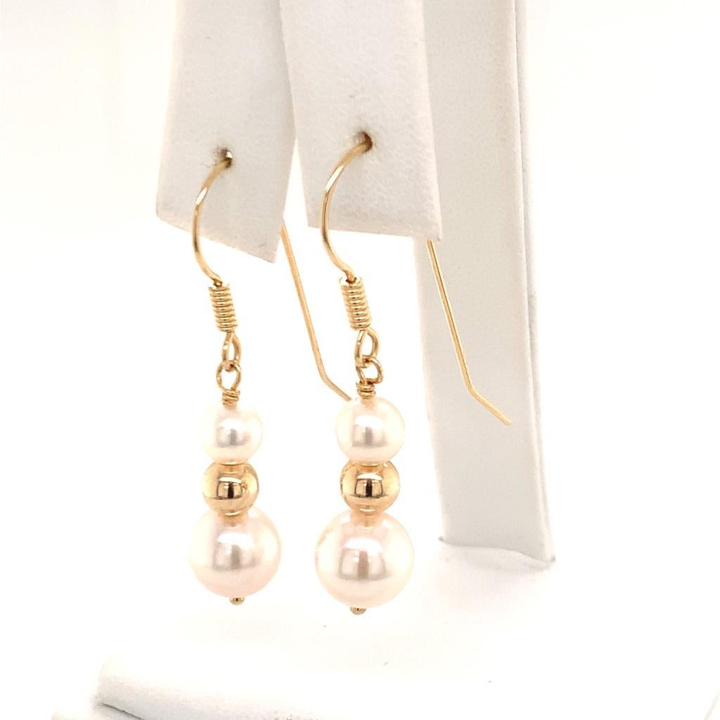 Akoya Pearl Earrings 14 Karat Gold Certified In New Condition For Sale In Brooklyn, NY
