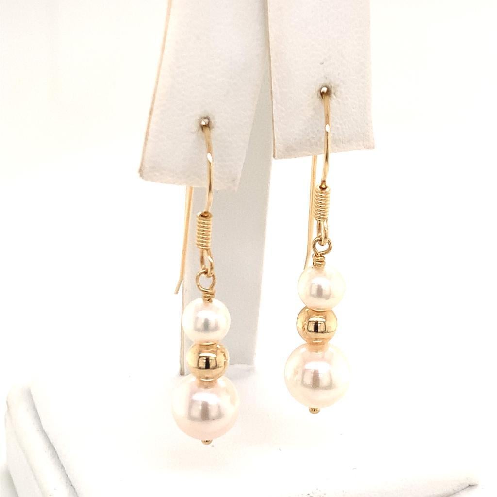 Akoya Pearl Earrings 14 Karat Gold Certified For Sale 3