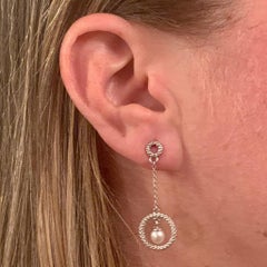 Akoya Pearl Earrings 14 Karat White Gold Certified