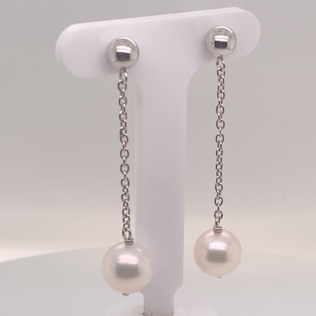 Akoya Pearl Earrings 14 Karat White Gold Certified In New Condition For Sale In Brooklyn, NY