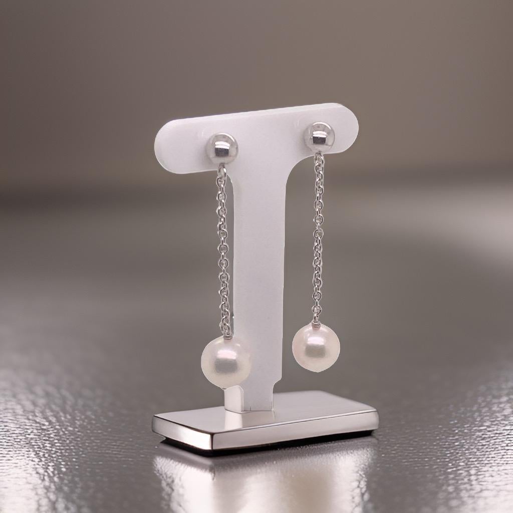Akoya Pearl Earrings 14 Karat White Gold Certified For Sale 1
