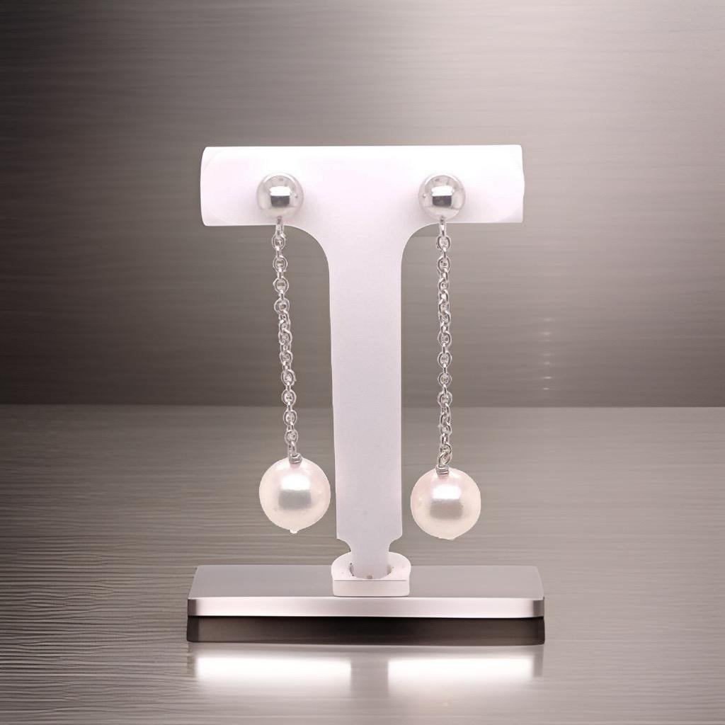 Akoya Pearl Earrings 14 Karat White Gold Certified For Sale 2